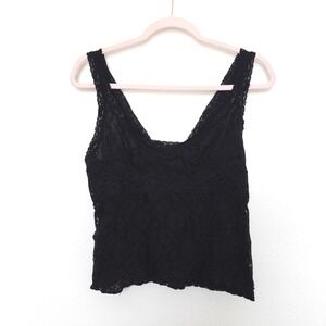 Y2K Womens Lace Tank Top Size M Black Sheer‎ Goth Whimsigoth Witchy Grunge